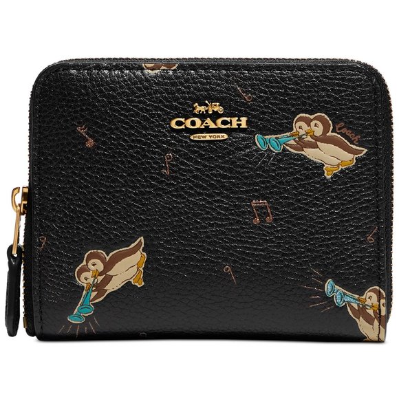 💗COACH NIB Owls Print Small Zip Around Leather Wallet in a COACH GIFT BOX $125 - Picture 5 of 11